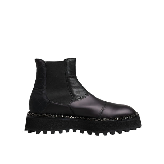 Dolce & Gabbana Black Chelsea Boots Leather Slip On Shoes Dolce & Gabbana