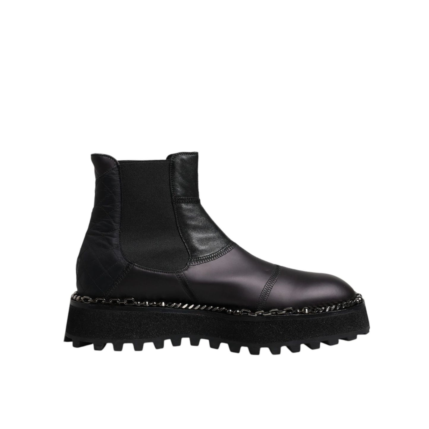 Dolce & Gabbana Black Chelsea Boots Leather Slip On Shoes