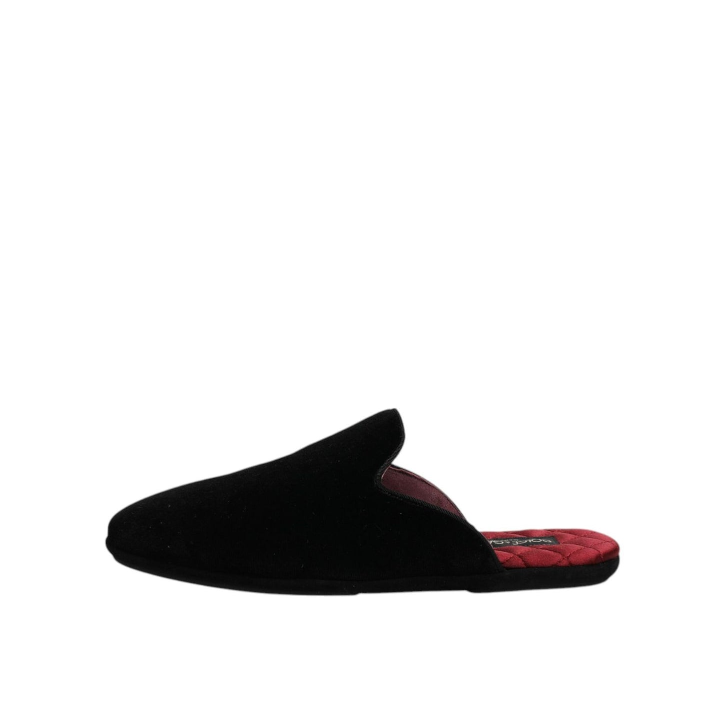 Dolce & Gabbana Black Viscose Velvet Slides Flat Slipper Shoes