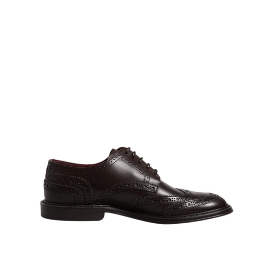 Dolce & Gabbana Brown Leather Derby Wingtip Lace Up Formal Dress Shoes Dolce & Gabbana