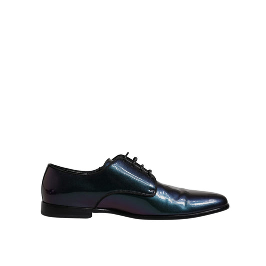 Dolce & Gabbana Multicolor Peacock Patent Leather Derby Men Dress Shoes Dolce & Gabbana