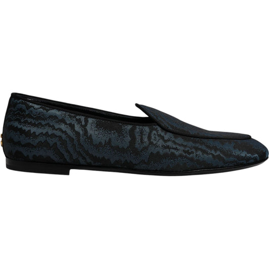 Dolce & Gabbana Blue Black Flats Men Loafers Dress Shoes Dolce & Gabbana