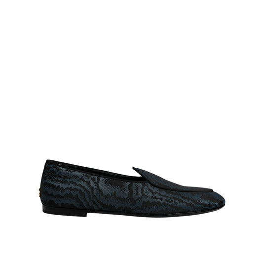 Dolce & Gabbana Blue Black Flats Men Loafers Dress Shoes Dolce & Gabbana