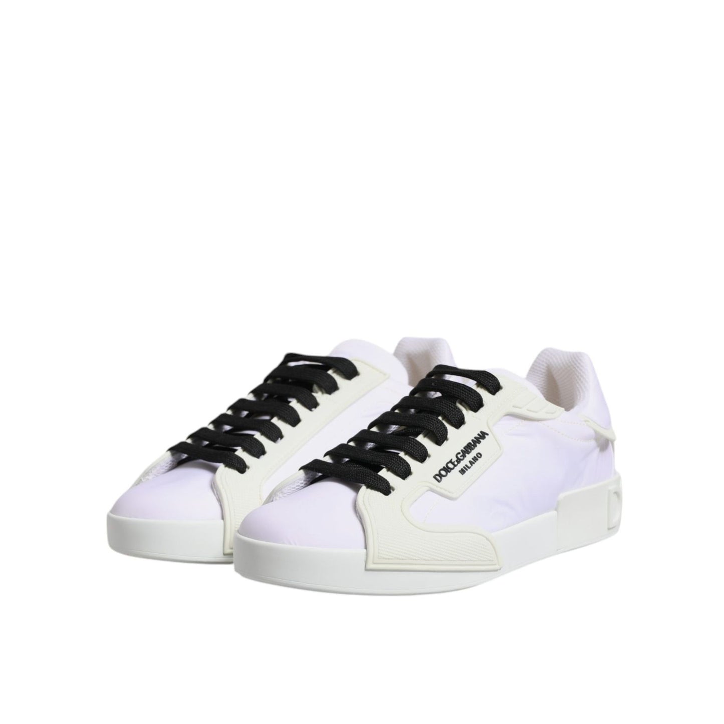 Dolce & Gabbana White Nylon Leather Low Top Sneakers Shoes