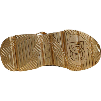 Dolce & Gabbana Gold Daymaster Leather Low Top Sneakers Shoes