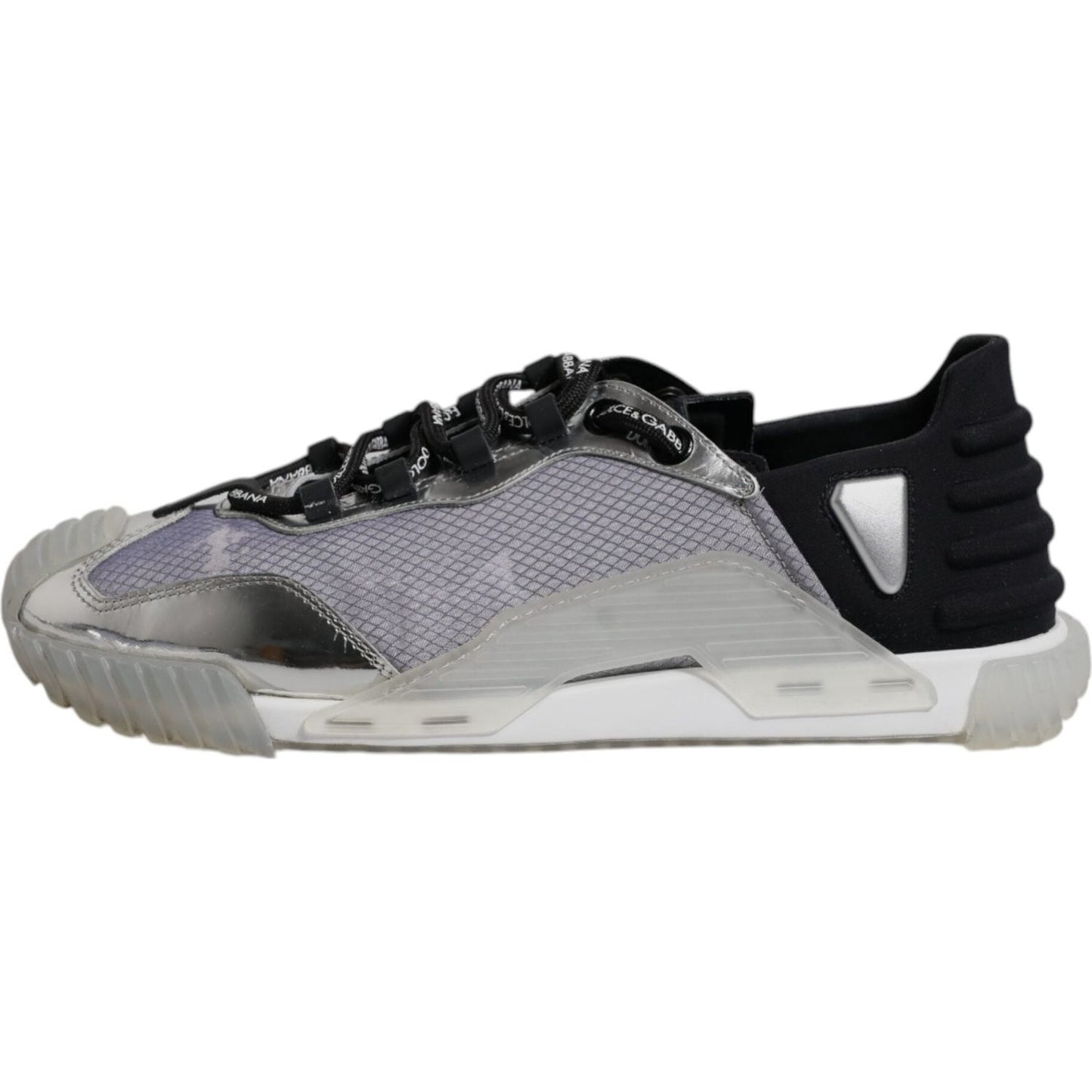 Dolce & Gabbana Silver Black Nylon NS1 Low Top Sneakers Shoes