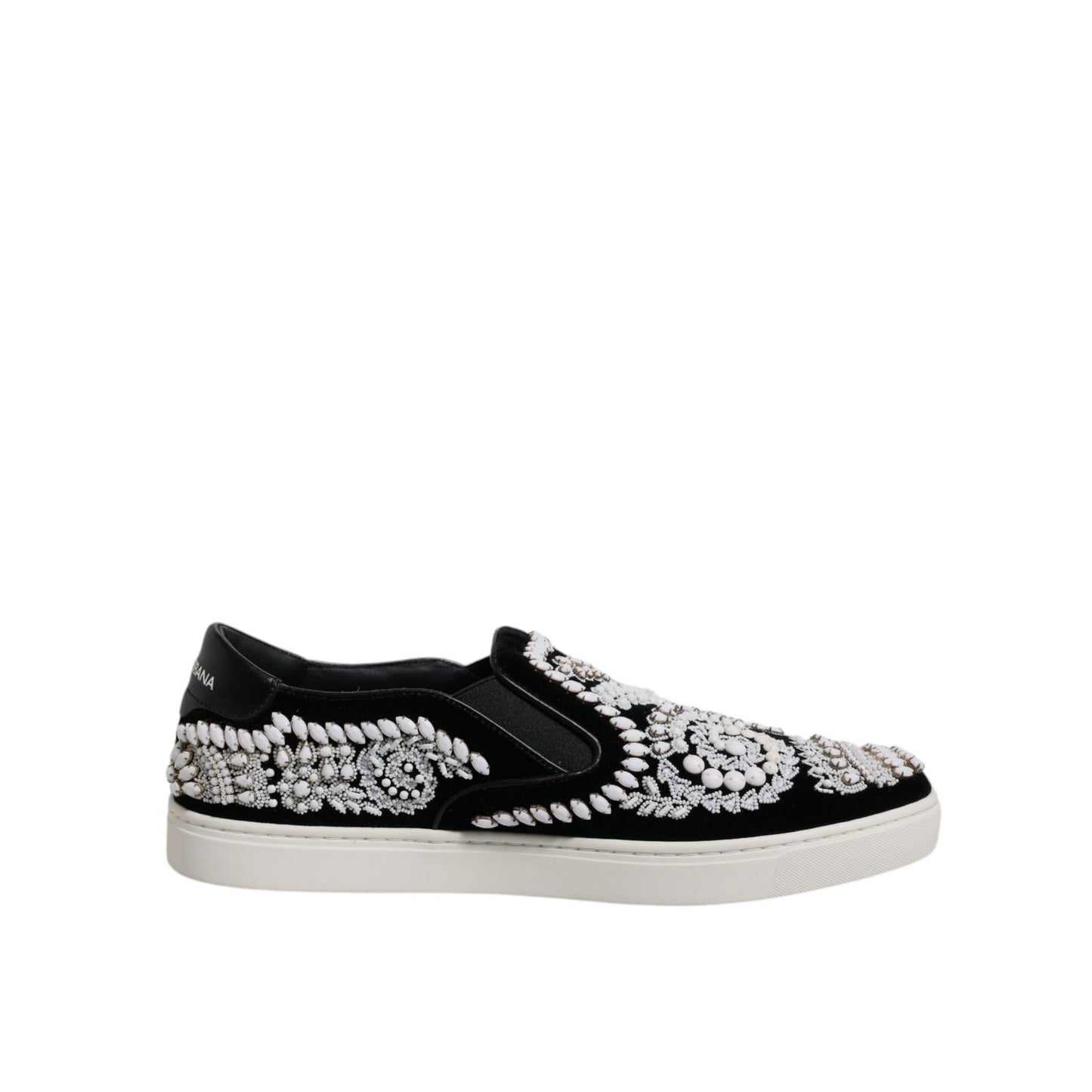 Dolce & Gabbana Black Embellished London Men Slip On Shoes