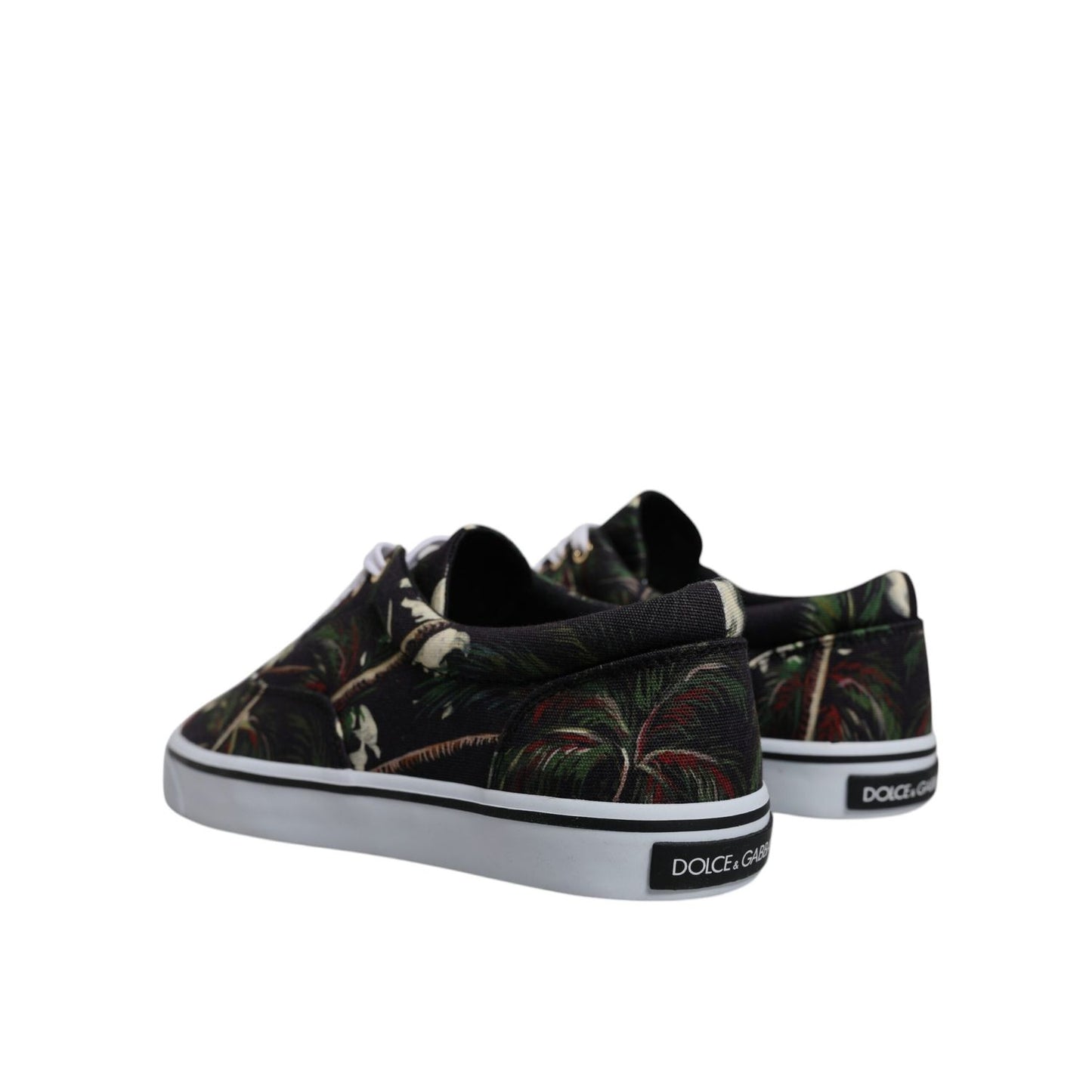 Dolce & Gabbana Black Tropical Print Low Top Sneakers Shoes