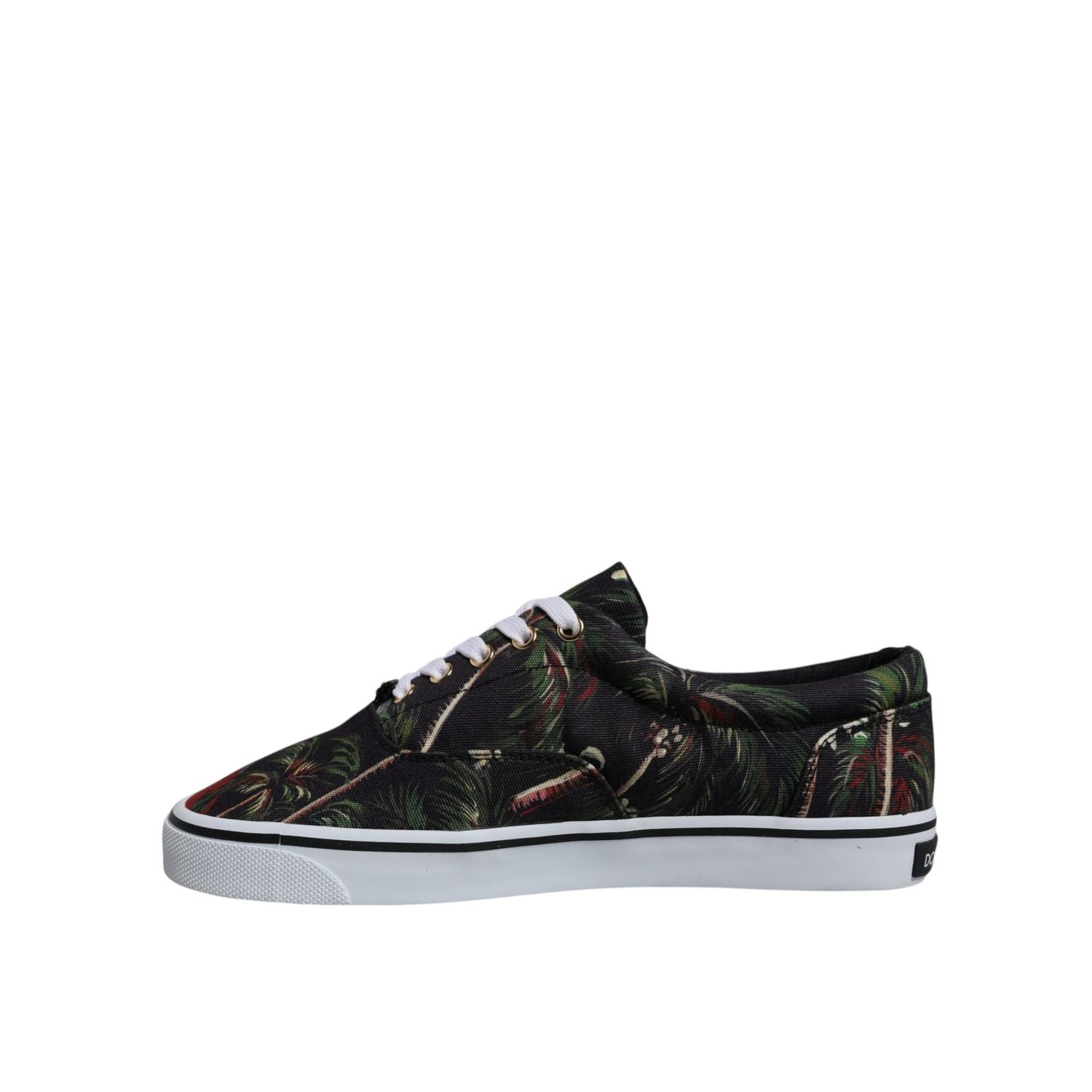 Dolce & Gabbana Black Tropical Print Low Top Sneakers Shoes