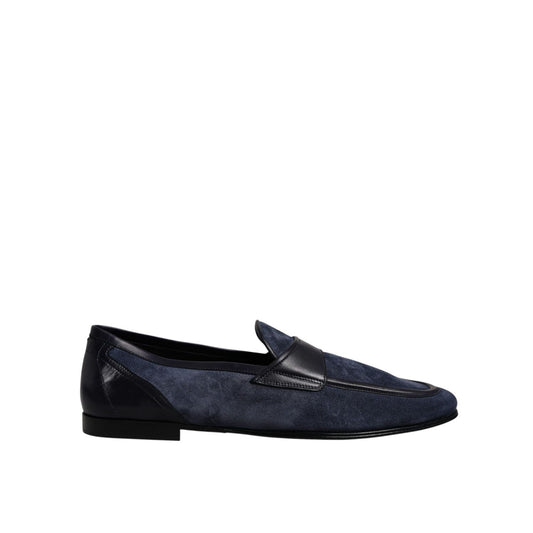 Dolce & Gabbana Blue Suede Leather Shoes Loafer Moccasin Shoes Dolce & Gabbana