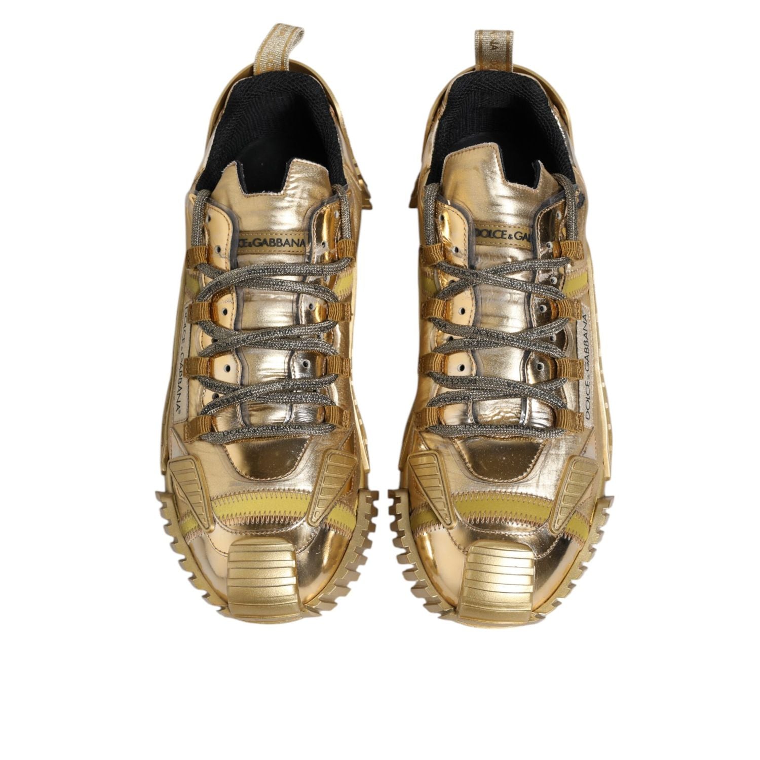 Dolce & Gabbana Gold Stretch Lace Up NS1 Sneakers Shoes