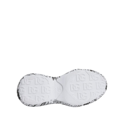 Dolce & Gabbana White Black Graffiti Daymaster Sneakers Shoes