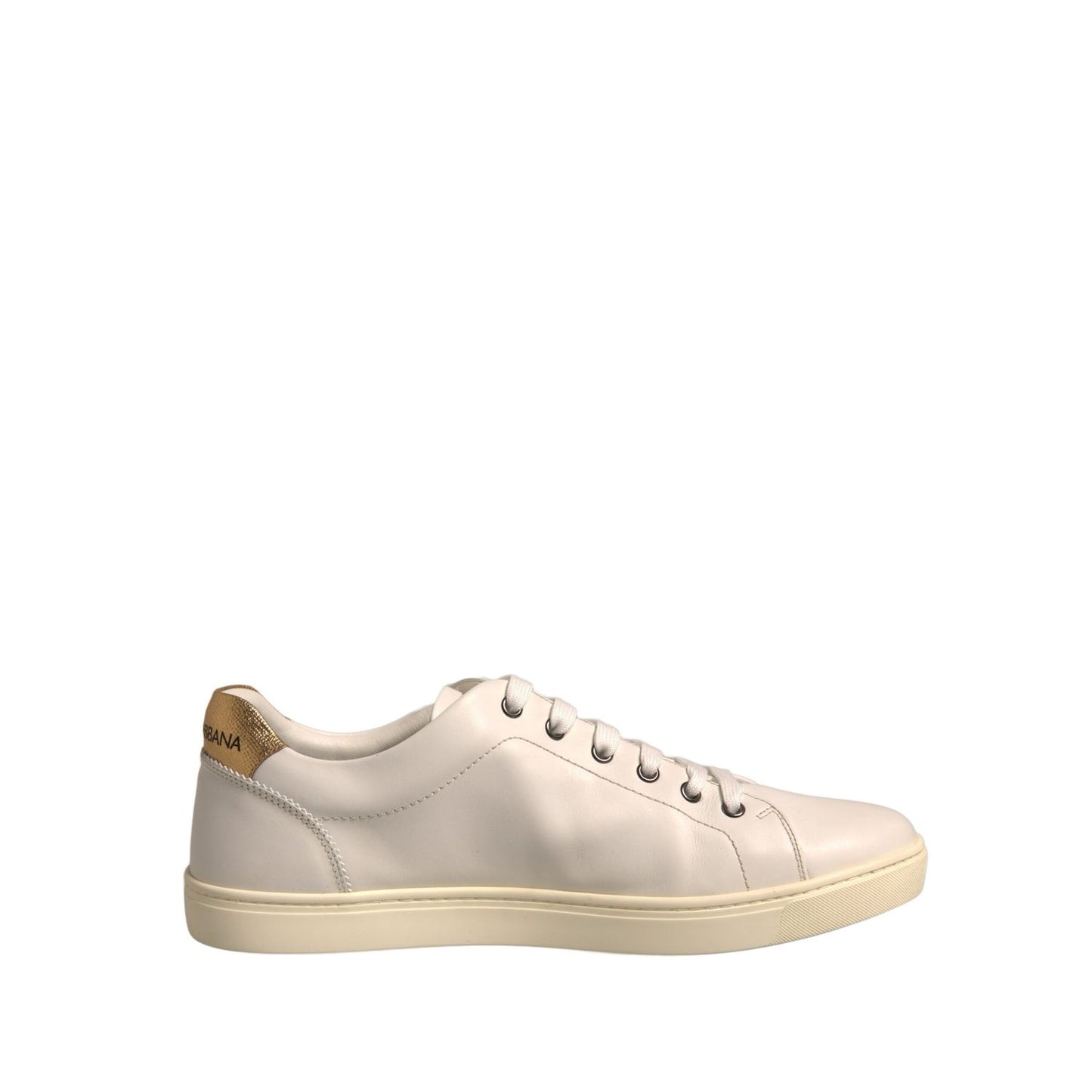Dolce & Gabbana White Leather Heart Embellished Sneakers Shoes