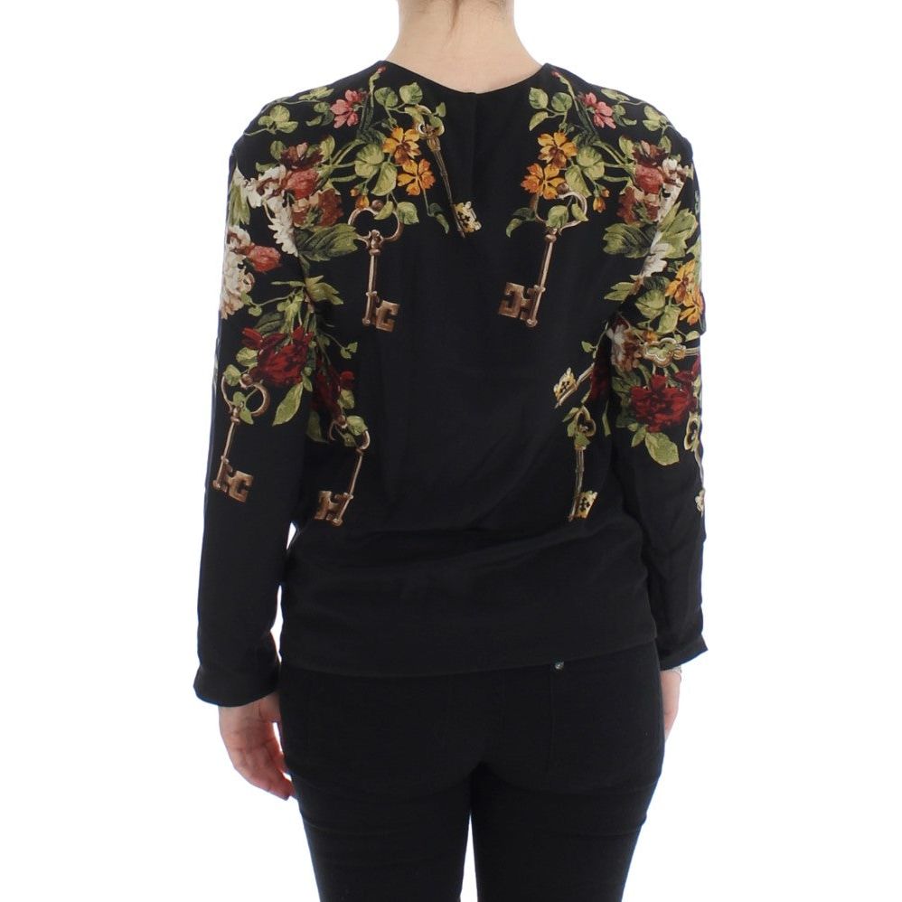 Elegant Medieval Print Silk Blouse