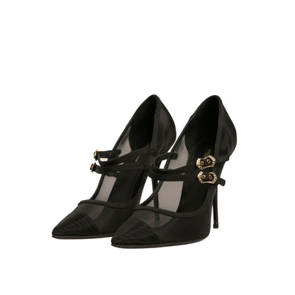 Dolce & Gabbana Black Mesh Mary Jane High Heels Pumps Shoes