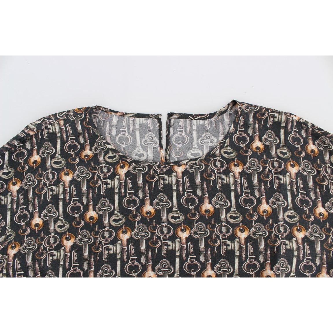 Enchanted Sicily Silk Blouse with Medieval Keys Print