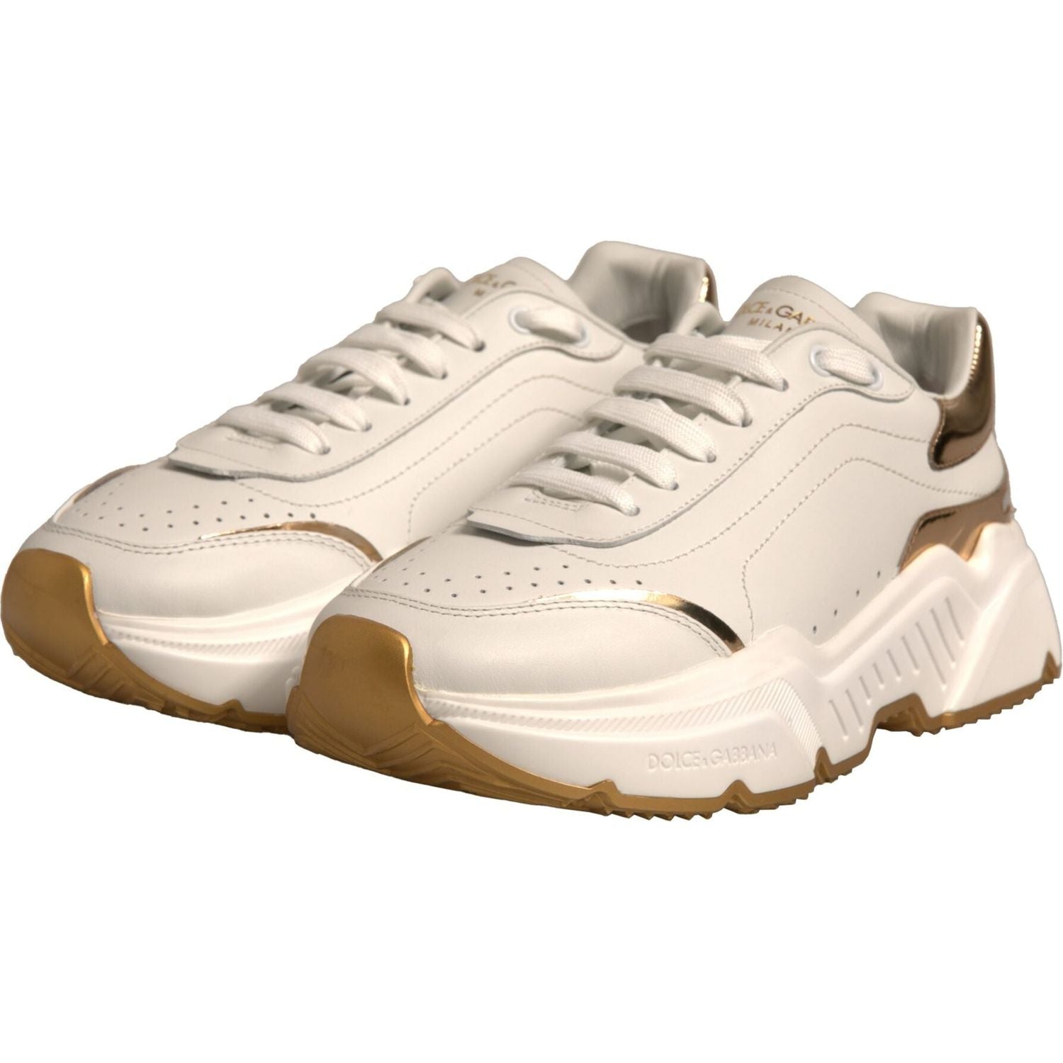 Dolce & Gabbana White Gold Daymaster Low Top Sneakers Shoes