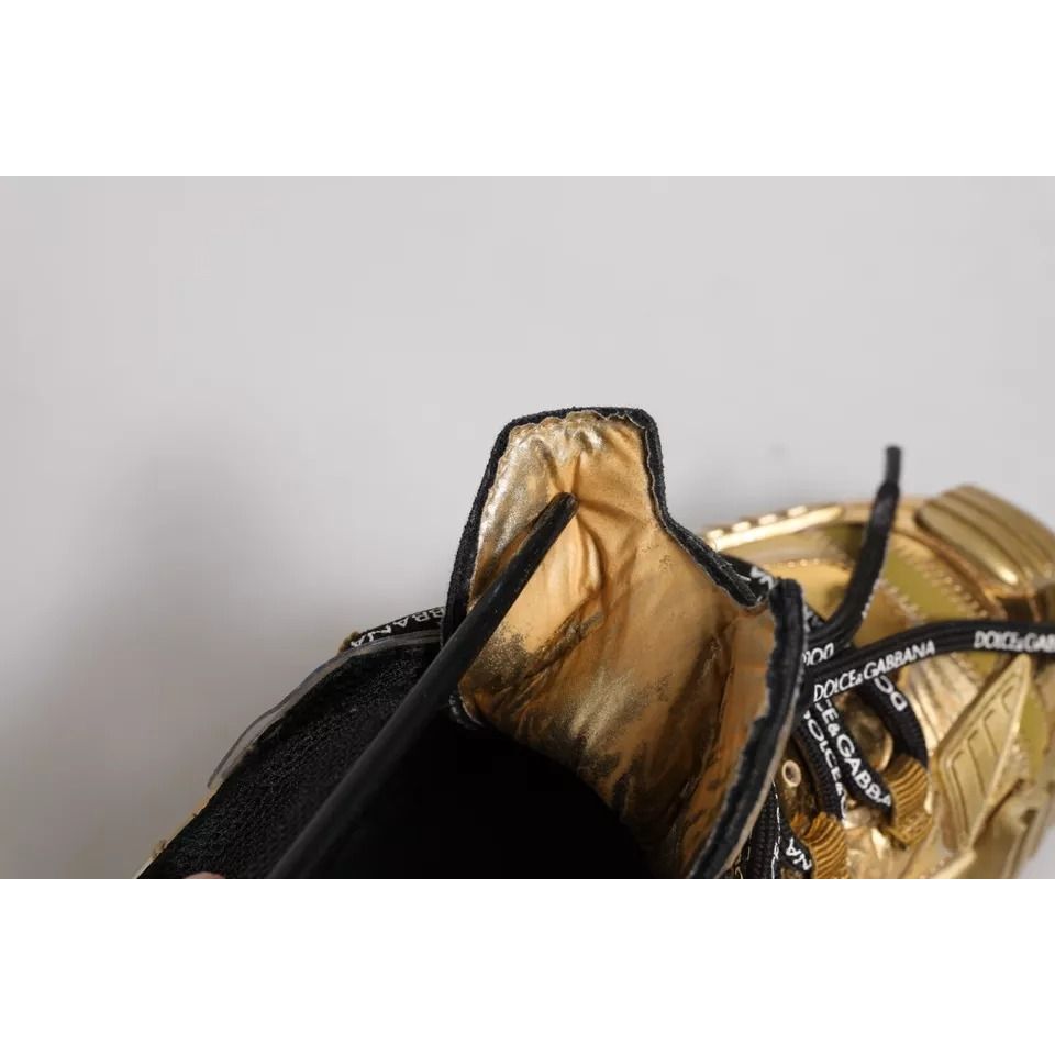 Dolce & Gabbana Gold Stretch Lace Up NS1 Sneakers Shoes