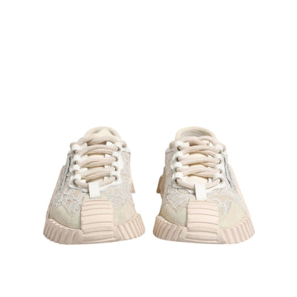 Dolce & Gabbana White Lace NS1 Low Top Sneaker Sports Shoes