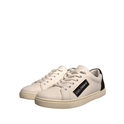 Dolce & Gabbana White Suede Leather Low Top Sneakers Shoes Dolce & Gabbana