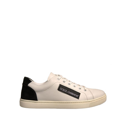 Dolce & Gabbana White Suede Leather Low Top Sneakers Shoes Dolce & Gabbana