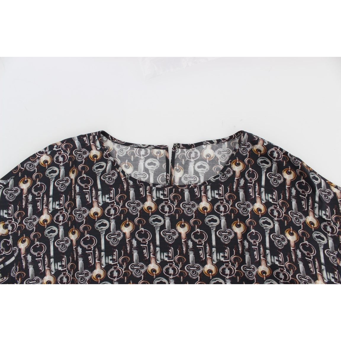 Enchanted Sicily Silk Blouse with Key Print