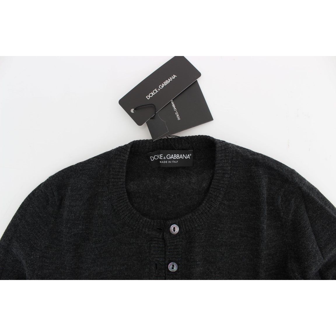 Dolce & Gabbana Elegant Gray Wool Cardigan Sweater gray-wool-button-cardigan-sweater-1