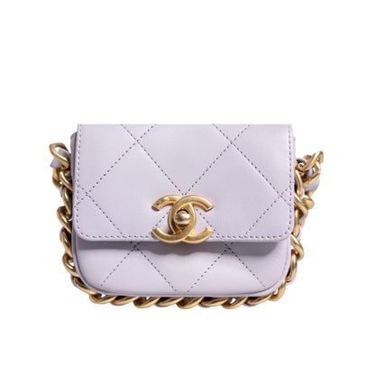 Chanel Blue Quilted Calfskin Framing Chain Flap Mini crossbody Bag