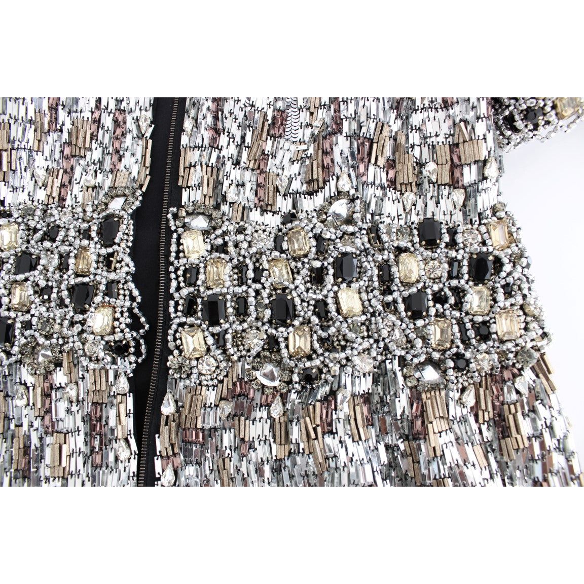 Dolce & Gabbana Silver Crystal Embellished Shift Dress Masterpiece crystal-silver-runway-handmade-dress