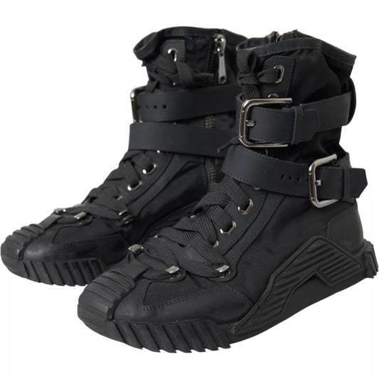 Dolce & Gabbana Black Nylon NS1 High Top Sneakers Shoes Dolce & Gabbana