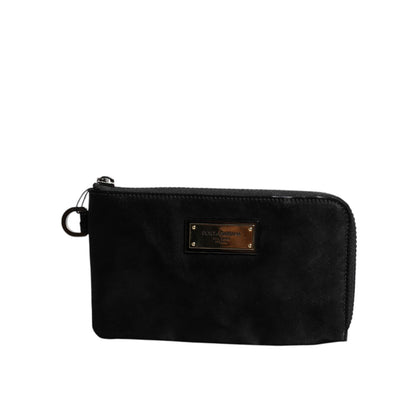 Dolce & Gabbana Black Nylon Logo Plaque Keyring Pouch Clutch Bag
