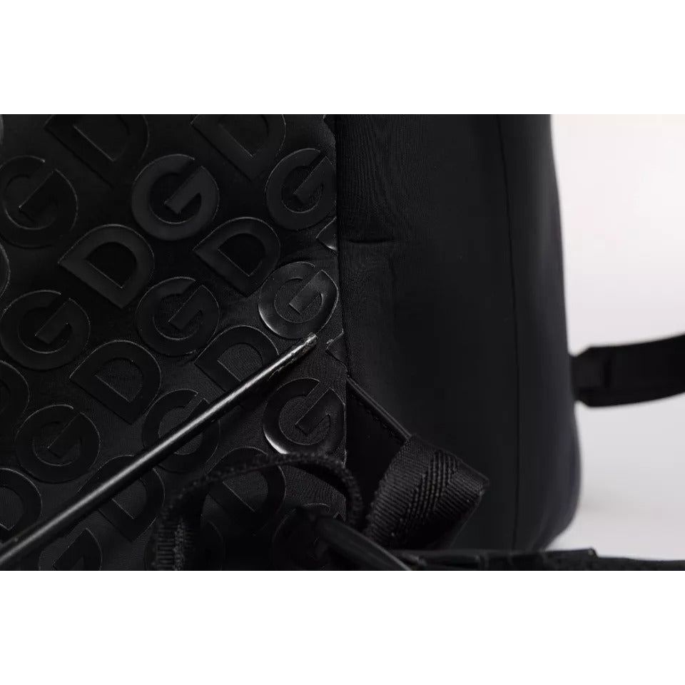Dolce & Gabbana Black Neoprene Nylon DG Logo School Backpack Bag