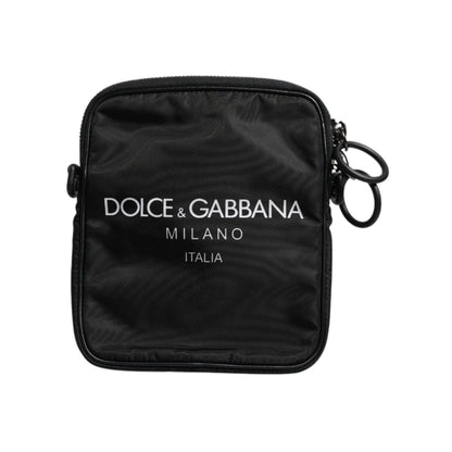 Dolce & Gabbana Black Logo Print Scuba Crossbody Shoulder Bag