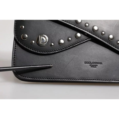 Dolce & Gabbana Black Small Leather Studded Shoulder Crossbody Bag