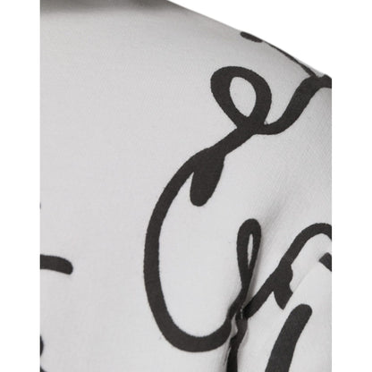Dolce & Gabbana White Logo Cotton Hooded Sweatshirt Sweater