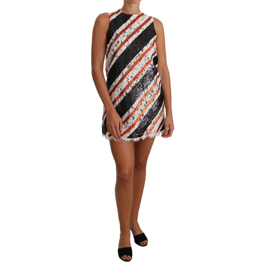 Dolce & Gabbana White and orangeSequin Floral Lace Embellished Shift dress Dolce & Gabbana