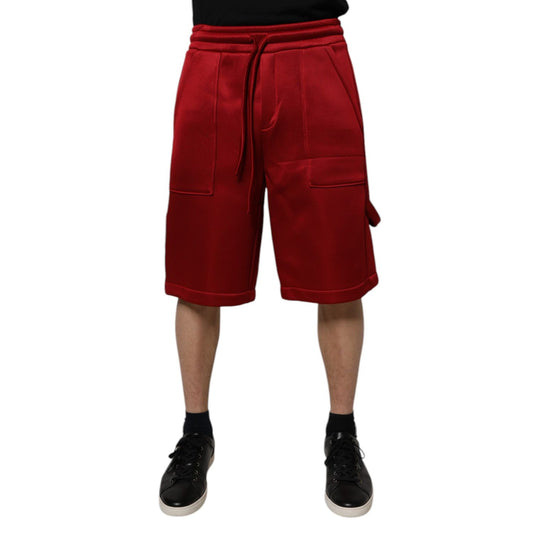 Dolce & Gabbana Maroon Viscose Nylon Mid Waist Bermuda Shorts