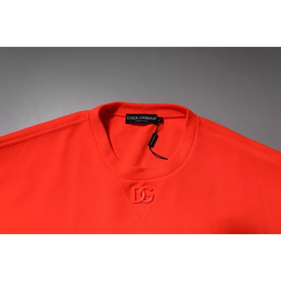 Dolce & Gabbana Red Logo Polyester Crew Neck Sweatshirt Sweater