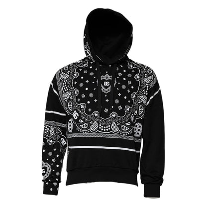 Dolce & Gabbana Black Bandana Hooded Men Sweatshirt Sweater