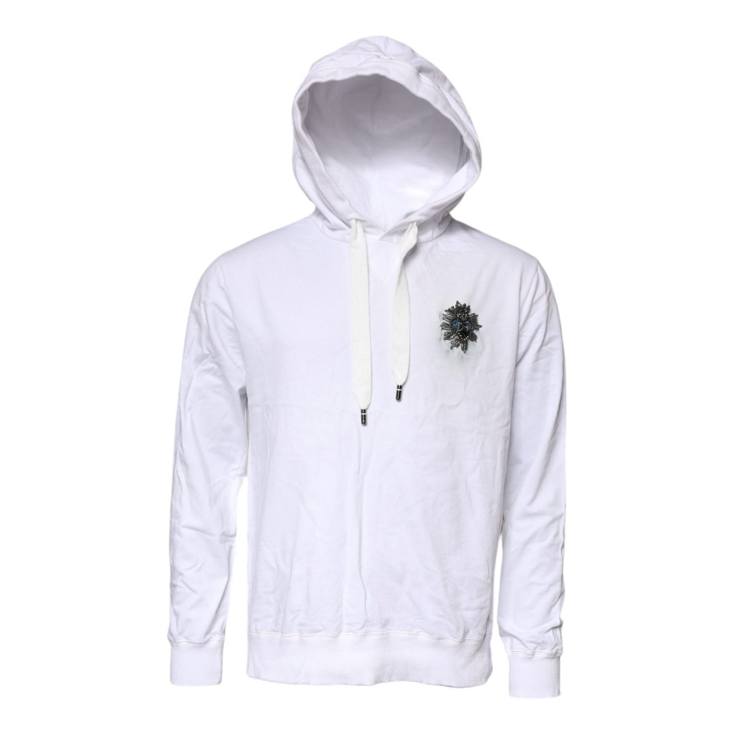Dolce & Gabbana White Cotton Hooded Sweatshirt Sweater