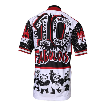 Dolce & Gabbana Multicolor King Panda Print Zipper Collar T-shirt