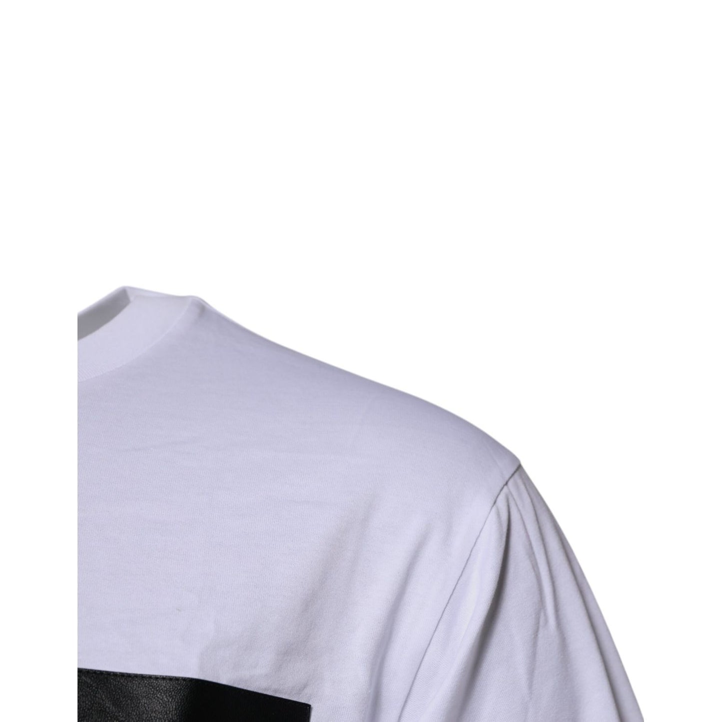 Dolce & Gabbana White Logo Patch Cotton Crew Neck T-shirt