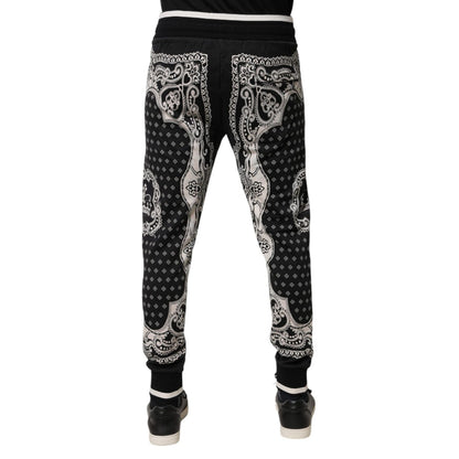 Dolce & Gabbana Black Bandana Cotton Jogger Pants