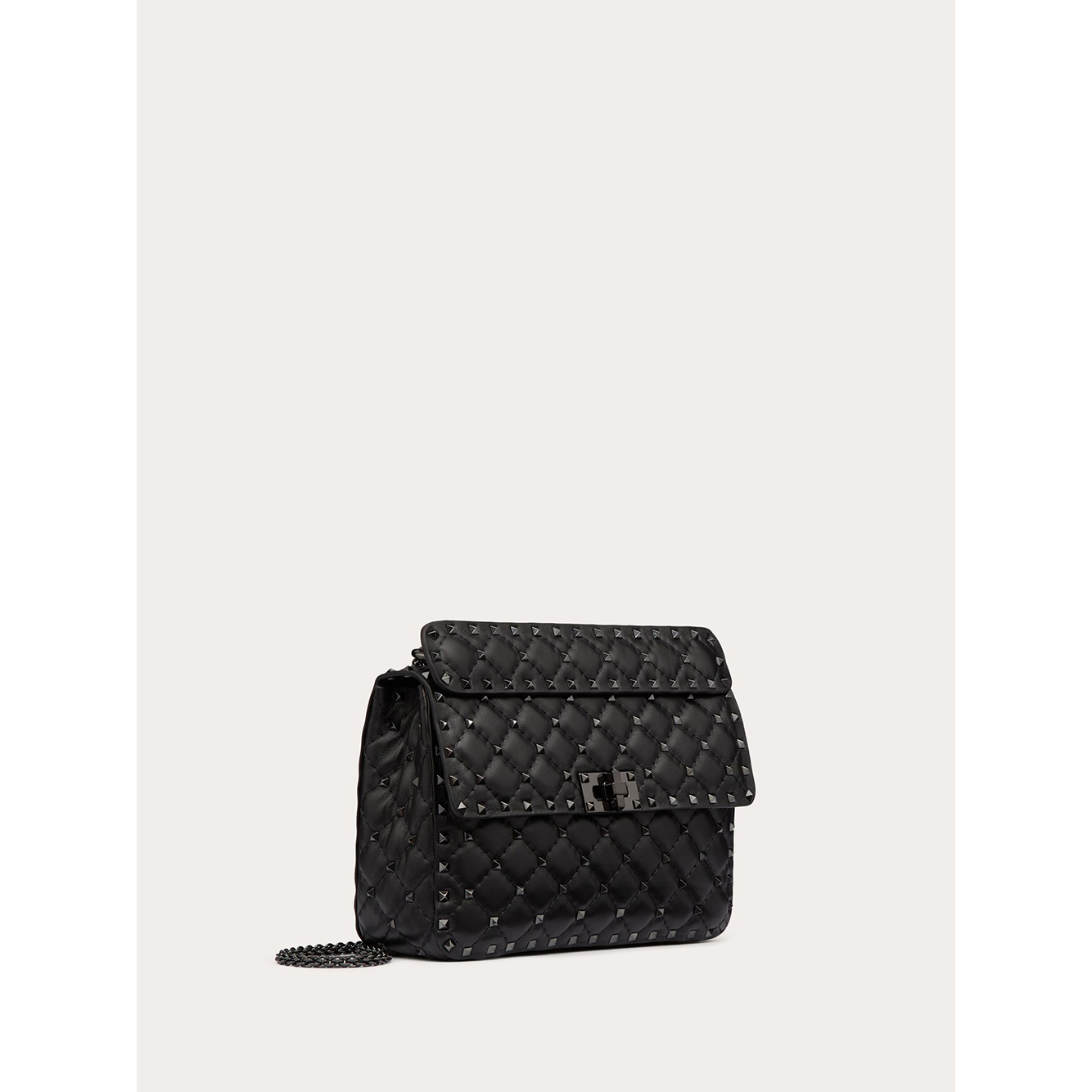 Valentino Garavani Black Nappa Leather Medium Rockstudt Spike Bag