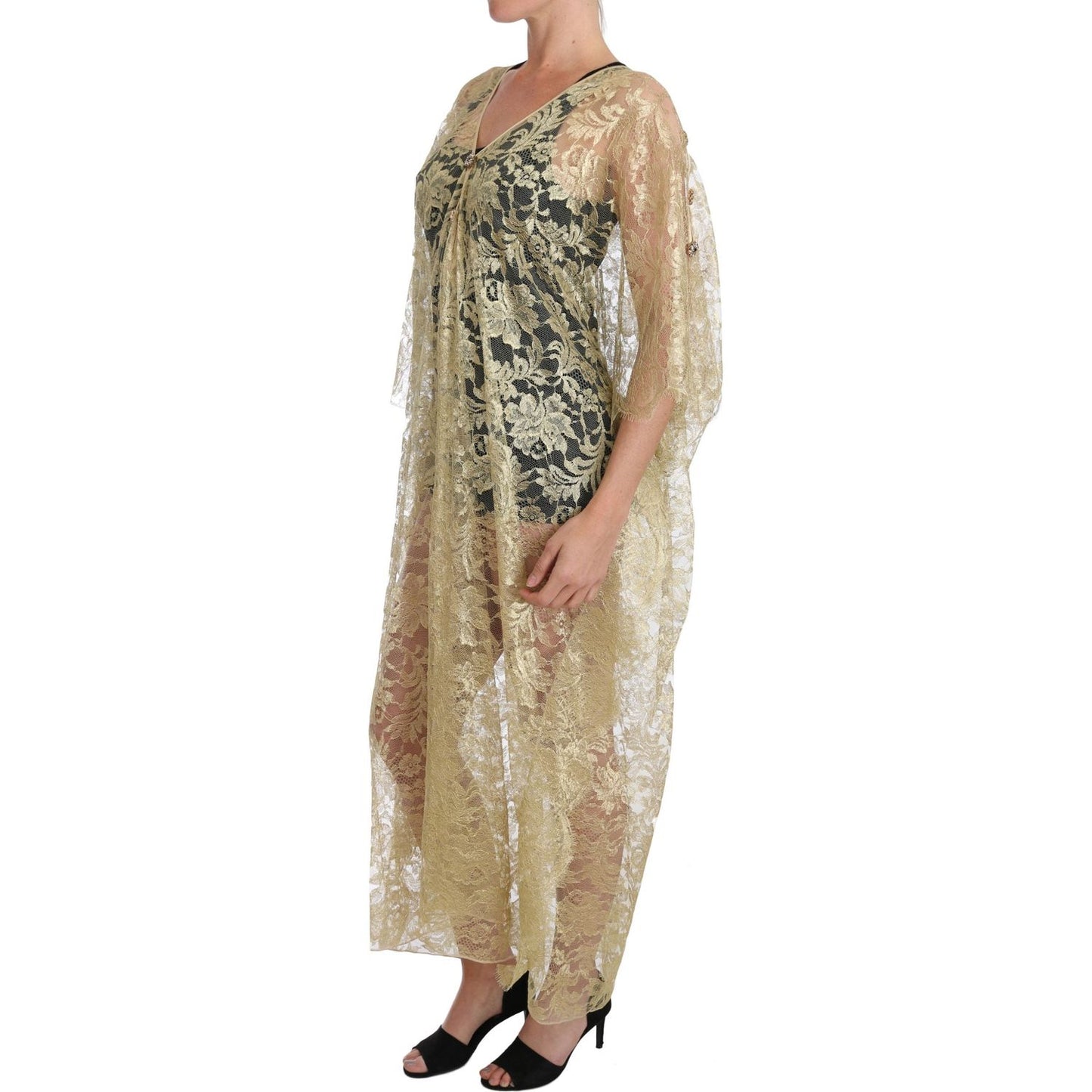 Golden Floral Lace Kaftan Sundress