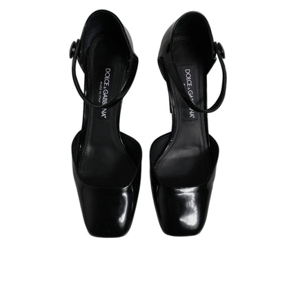 Dolce & Gabbana Black Leather Jackie Ankle Strap Sandals Shoes