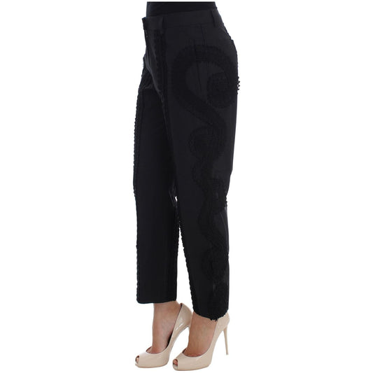 Dolce & Gabbana Elegant Black Torero Capri Pants black-cotton-stretch-torero-capris-pants