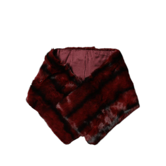 Dolce & Gabbana Black Red Stripe Fur Shawl Neck Wrap Scarf Dolce & Gabbana