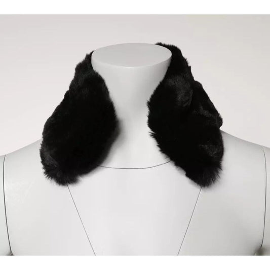 Dolce & Gabbana Black Lamb Fur Collar Women Neck Wrap Scarf Dolce & Gabbana