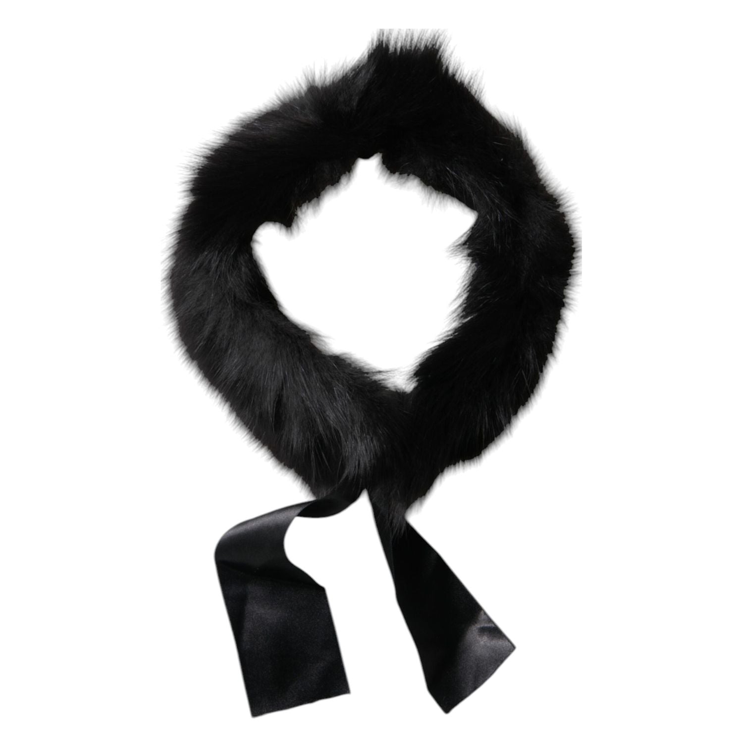 Dolce & Gabbana Black Fur Shoulder Collar Wrap Shawl Scarf